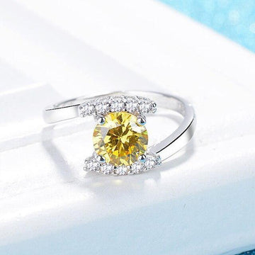 Fashion Silver Citrine AAA+ Zircon Diamonds Wedding Engagement Ring - The Jewellery Supermarket